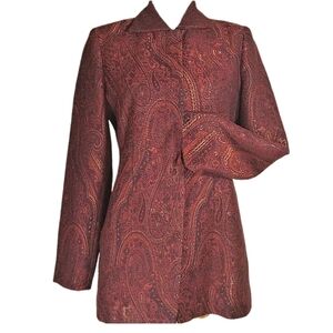 Neiman Marcus 'Exclusive' Paisley Wool Blazer jacket embroidered Sz 4